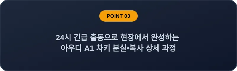 24시 긴급 출동으로 현장에서 완성하는 아우디 A1 차키 분실, 스마트키 복사 상세 과정