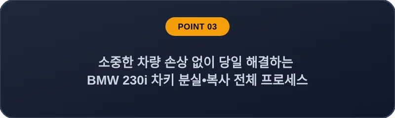 소중한 차량 손상 없이 당일 해결하는 BMW 230i 차키 분실, 스마트키 복사 전체 프로세스