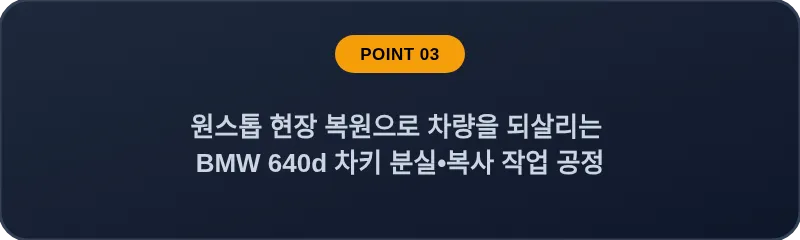 원스톱 현장 복원으로 차량을 되살리는 BMW 640d 차키 분실, 스마트키 복사 작업 공정