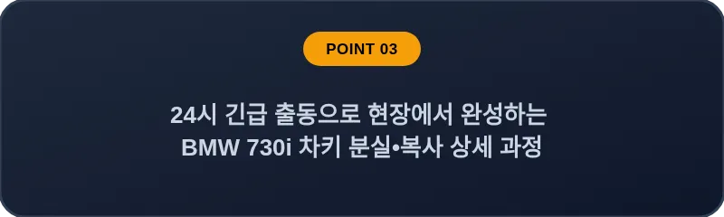 24시 긴급 출동으로 현장에서 완성하는 BMW 730i 차키 분실, 스마트키 복사 상세 과정