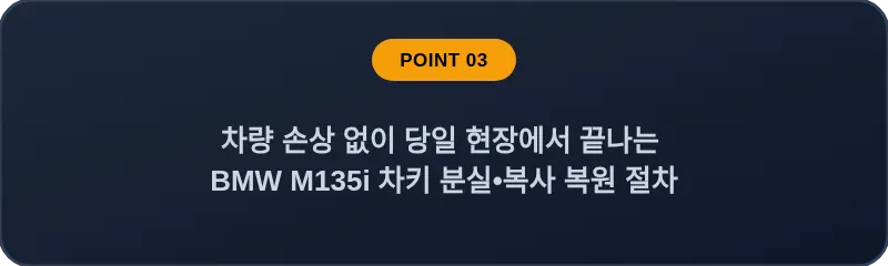 차량 손상 없이 당일 현장에서 끝나는 BMW M135i 차키 분실, 스마트키 복사 복원 절차