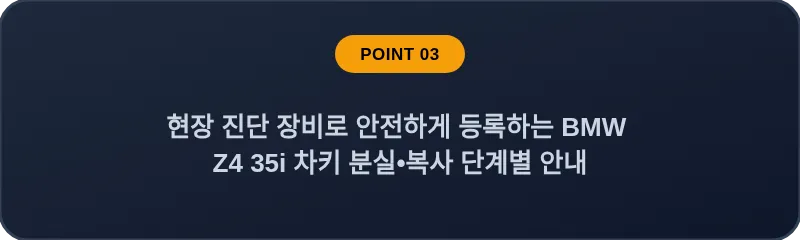 현장 진단 장비로 안전하게 등록하는 BMW Z4 35i 차키 분실, 스마트키 복사 단계별 안내