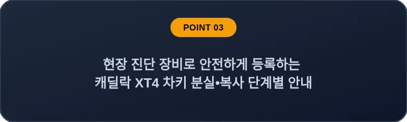 현장 진단 장비로 안전하게 등록하는 캐딜락 XT4 차키 분실, 스마트키 복사 단계별 안내