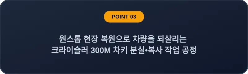 원스톱 현장 복원으로 차량을 되살리는 크라이슬러 300M 차키 분실, 스마트키 복사 작업 공정