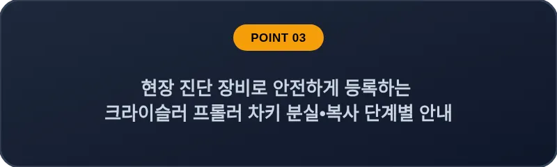 현장 진단 장비로 안전하게 등록하는 크라이슬러 프롤러 차키 분실, 스마트키 복사 단계별 안내