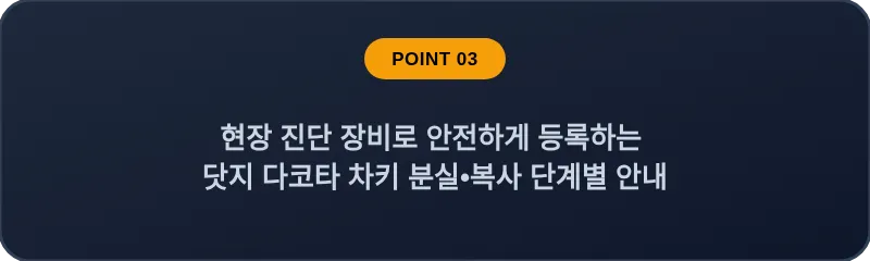현장 진단 장비로 안전하게 등록하는 닷지 다코타 차키 분실, 스마트키 복사 단계별 안내