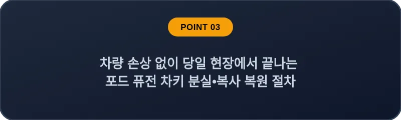 차량 손상 없이 당일 현장에서 끝나는 포드 퓨전 차키 분실, 스마트키 복사 복원 절차