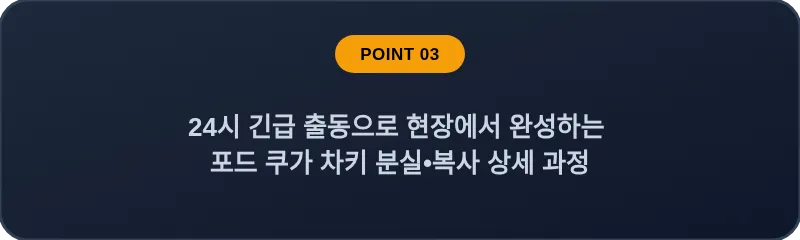 24시 긴급 출동으로 현장에서 완성하는 포드 쿠가 차키 분실, 스마트키 복사 상세 과정
