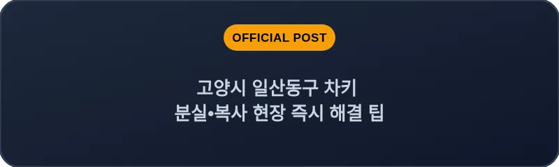 고양시 일산동구 차키 분실, 스마트키 복사 현장 즉시 해결 팁