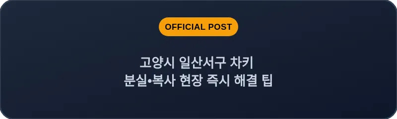 고양시 일산서구 차키 분실, 스마트키 복사 현장 즉시 해결 팁