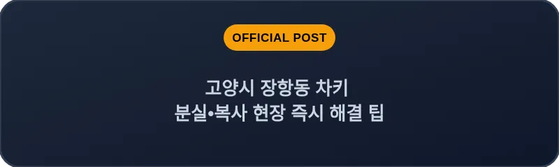 고양시 장항동 차키 분실, 스마트키 복사 현장 즉시 해결 팁