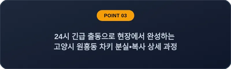 24시 긴급 출동으로 현장에서 완성하는 고양시 원흥동 차키 분실, 스마트키 복사 상세 과정