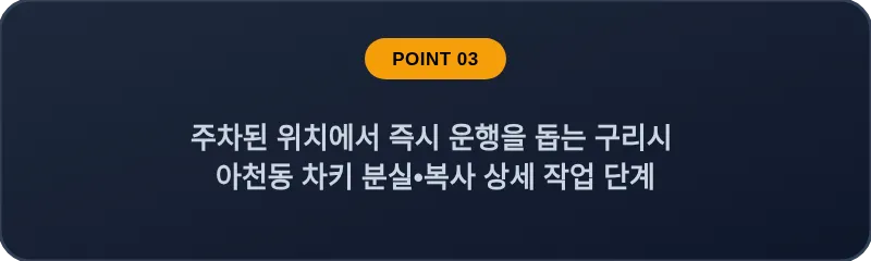 주차된 위치에서 즉시 운행을 돕는 구리시 아천동 차키 분실, 스마트키 복사 상세 작업 단계