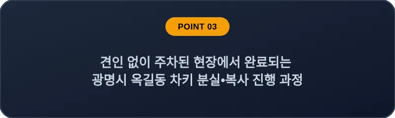 견인 없이 주차된 현장에서 완료되는 광명시 옥길동 차키 분실, 스마트키 복사 진행 과정