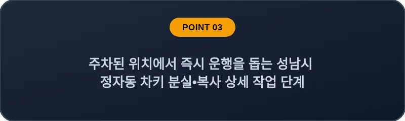주차된 위치에서 즉시 운행을 돕는 성남시 정자동 차키 분실, 스마트키 복사 상세 작업 단계