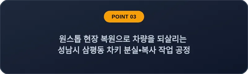 원스톱 현장 복원으로 차량을 되살리는 성남시 삼평동 차키 분실, 스마트키 복사 작업 공정