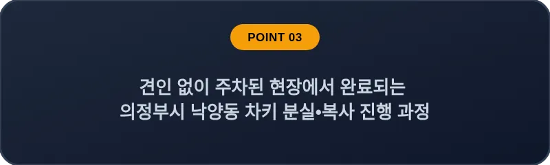 견인 없이 주차된 현장에서 완료되는 의정부시 낙양동 차키 분실, 스마트키 복사 진행 과정