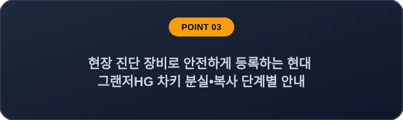 현장 진단 장비로 안전하게 등록하는 현대 그랜저HG 차키 분실, 스마트키 복사 단계별 안내