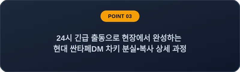 24시 긴급 출동으로 현장에서 완성하는 현대 싼타페DM 차키 분실, 스마트키 복사 상세 과정