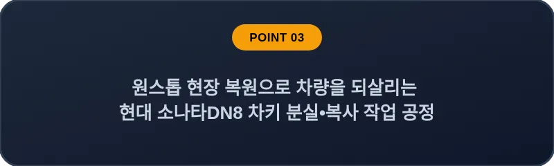 원스톱 현장 복원으로 차량을 되살리는 현대 소나타DN8 차키 분실, 스마트키 복사 작업 공정