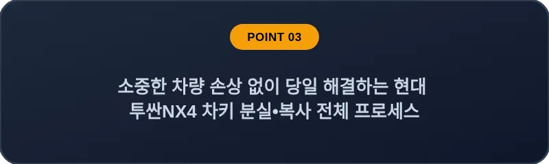 소중한 차량 손상 없이 당일 해결하는 현대 투싼NX4 차키 분실, 스마트키 복사 전체 프로세스