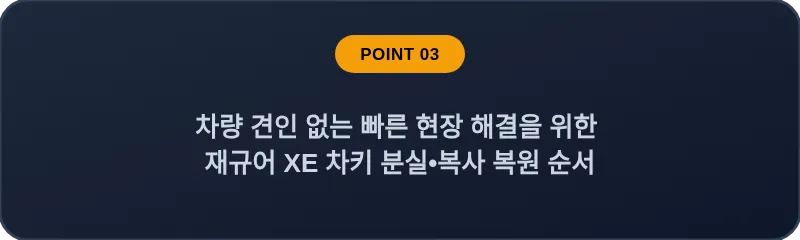 차량 견인 없는 빠른 현장 해결을 위한 재규어 XE 차키 분실•복사 복원 순서