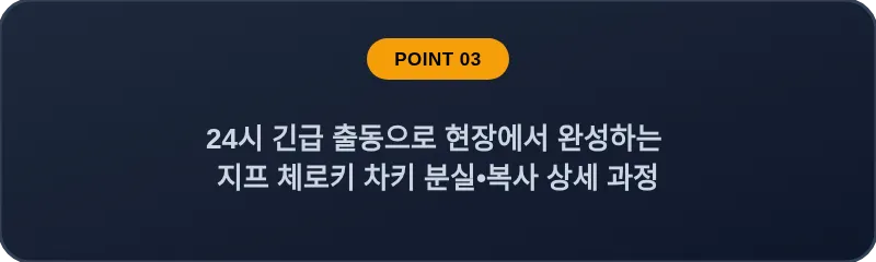 24시 긴급 출동으로 현장에서 완성하는 지프 체로키 차키 분실•복사 상세 과정