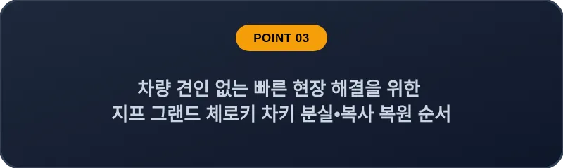 차량 견인 없는 빠른 현장 해결을 위한 지프 그랜드 체로키 차키 분실•복사 복원 순서