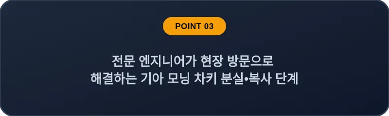 전문 엔지니어가 현장 방문으로 해결하는 기아 모닝 차키 분실•복사 단계