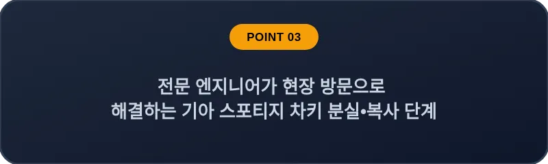 전문 엔지니어가 현장 방문으로 해결하는 기아 스포티지 차키 분실•복사 단계