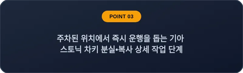주차된 위치에서 즉시 운행을 돕는 기아 스토닉 차키 분실•복사 상세 작업 단계