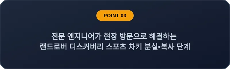 전문 엔지니어가 현장 방문으로 해결하는 랜드로버 디스커버리 스포츠 차키 분실•복사 단계