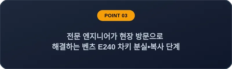 전문 엔지니어가 현장 방문으로 해결하는 벤츠 E240 차키 분실•복사 단계