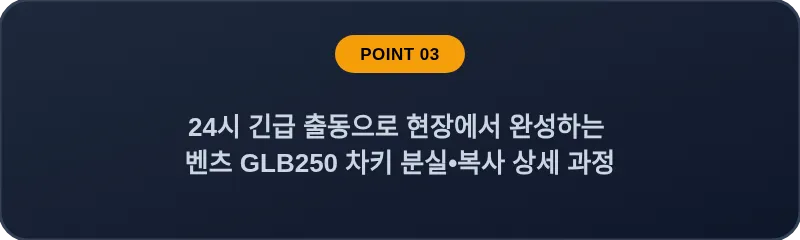 24시 긴급 출동으로 현장에서 완성하는 벤츠 GLB250 차키 분실•복사 상세 과정