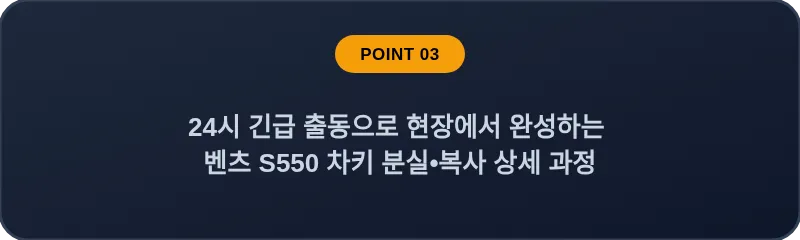 24시 긴급 출동으로 현장에서 완성하는 벤츠 S550 차키 분실•복사 상세 과정