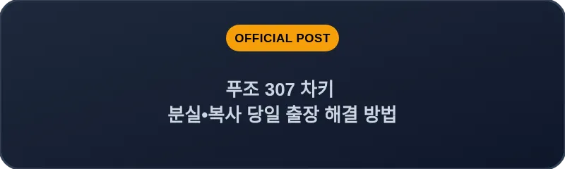 푸조 307 차키 분실•복사 당일 출장 해결 방법