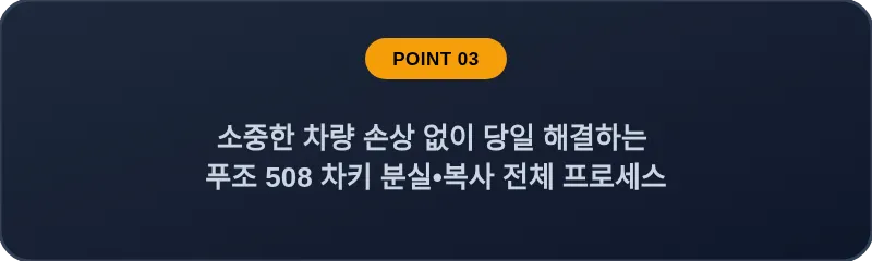 소중한 차량 손상 없이 당일 해결하는 푸조 508 차키 분실•복사 전체 프로세스