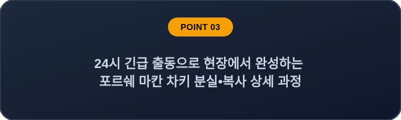 24시 긴급 출동으로 현장에서 완성하는 포르쉐 마칸 차키 분실•복사 상세 과정