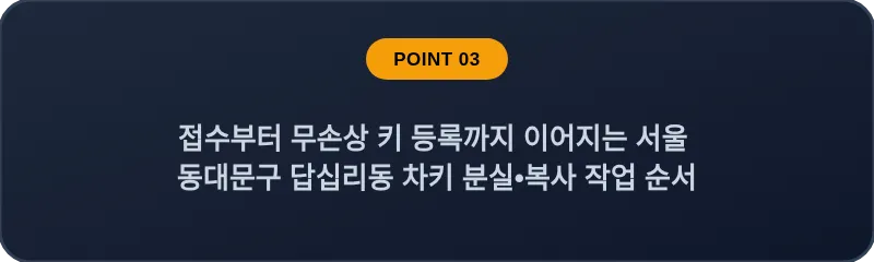 접수부터 무손상 키 등록까지 이어지는 서울 동대문구 답십리동 차키 분실•복사 작업 순서
