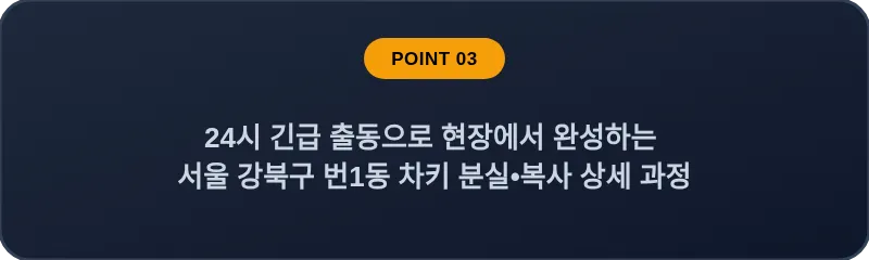 24시 긴급 출동으로 현장에서 완성하는 서울 강북구 번1동 차키 분실•복사 상세 과정