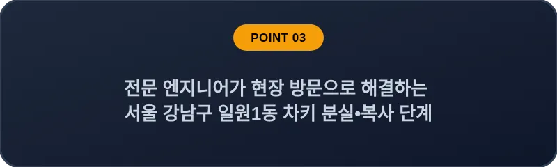 전문 엔지니어가 현장 방문으로 해결하는 서울 강남구 일원1동 차키 분실•복사 단계