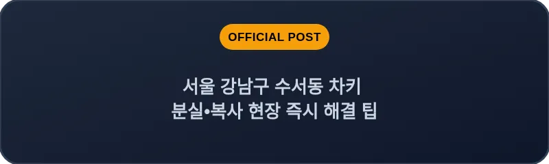 서울 강남구 수서동 차키 분실•복사 현장 즉시 해결 팁
