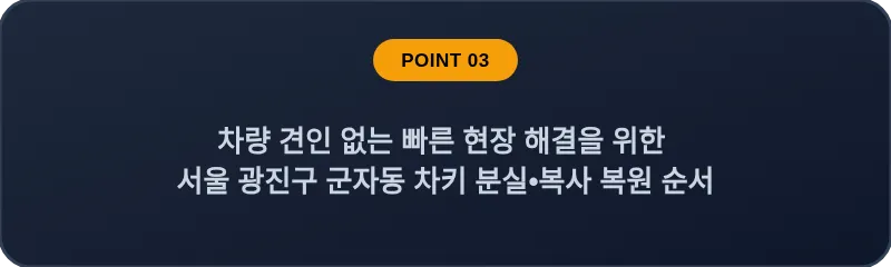 차량 견인 없는 빠른 현장 해결을 위한 서울 광진구 군자동 차키 분실•복사 복원 순서