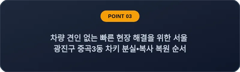 차량 견인 없는 빠른 현장 해결을 위한 서울 광진구 중곡3동 차키 분실•복사 복원 순서