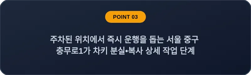 주차된 위치에서 즉시 운행을 돕는 서울 중구 충무로1가 차키 분실•복사 상세 작업 단계