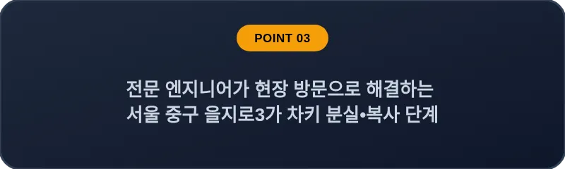 전문 엔지니어가 현장 방문으로 해결하는 서울 중구 을지로3가 차키 분실•복사 단계