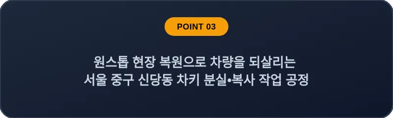 원스톱 현장 복원으로 차량을 되살리는 서울 중구 신당동 차키 분실•복사 작업 공정