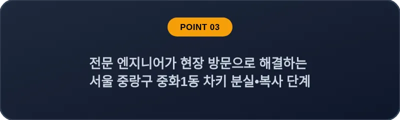전문 엔지니어가 현장 방문으로 해결하는 서울 중랑구 중화1동 차키 분실•복사 단계