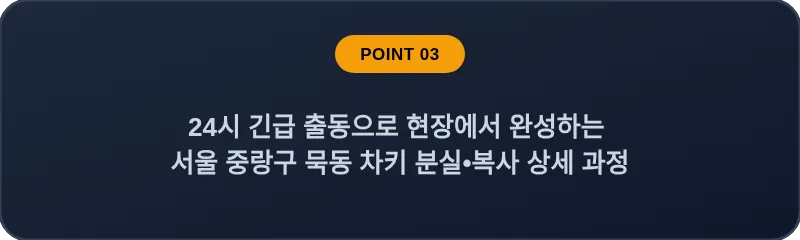 24시 긴급 출동으로 현장에서 완성하는 서울 중랑구 묵동 차키 분실•복사 상세 과정
