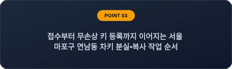 접수부터 무손상 키 등록까지 이어지는 서울 마포구 연남동 차키 분실•복사 작업 순서
